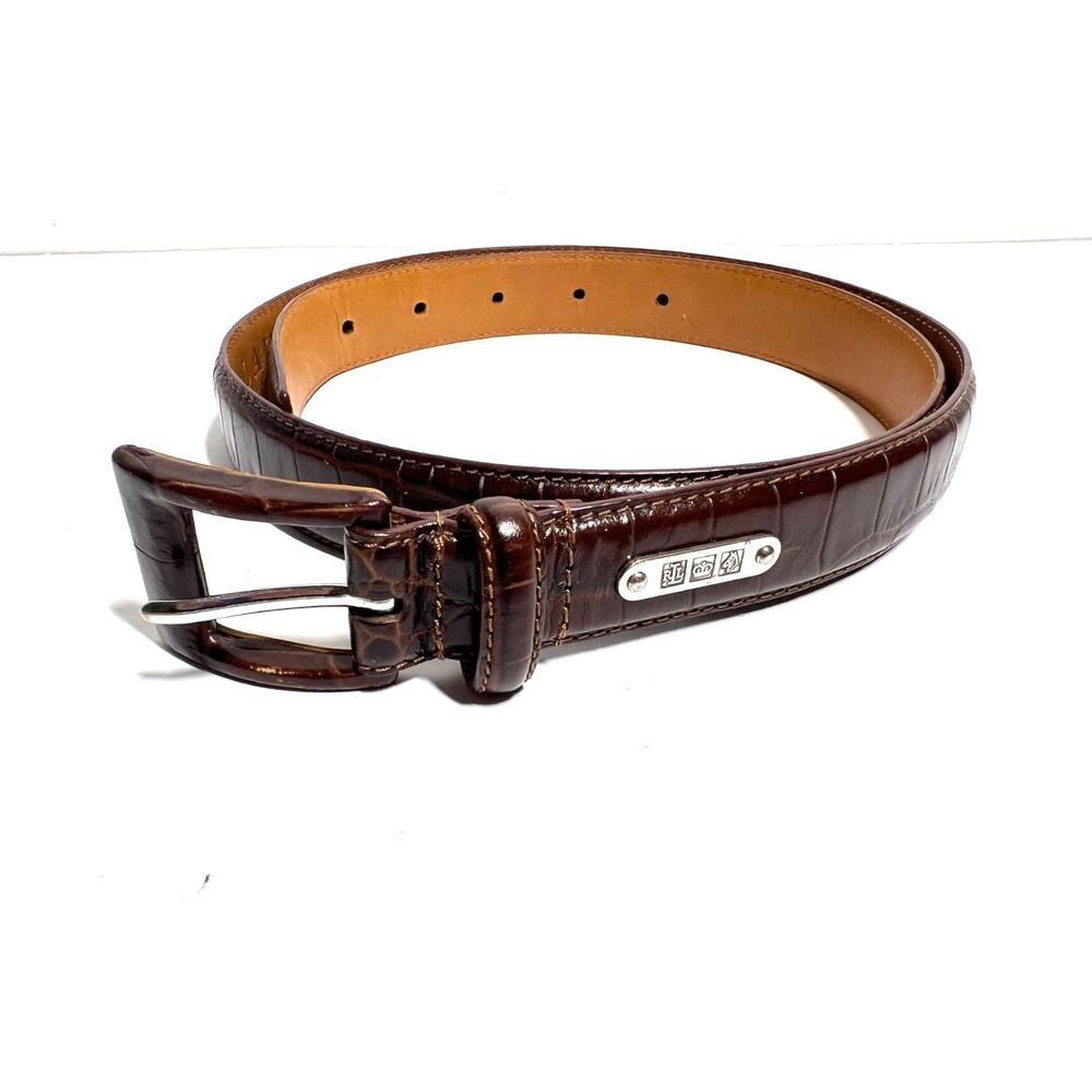 Lauren Ralph Lauren Women's Classic 1" Brown Snake Leather Embossed Belt M